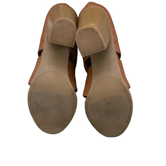 Snyoko Saddle Cognac Cage peep toe heels - Picture 5 of 6